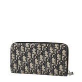 ディオール オブリーク サドル ロングジップウォレット 長財布 ネイビー キャンバス レザー メンズ Dior 【中古】